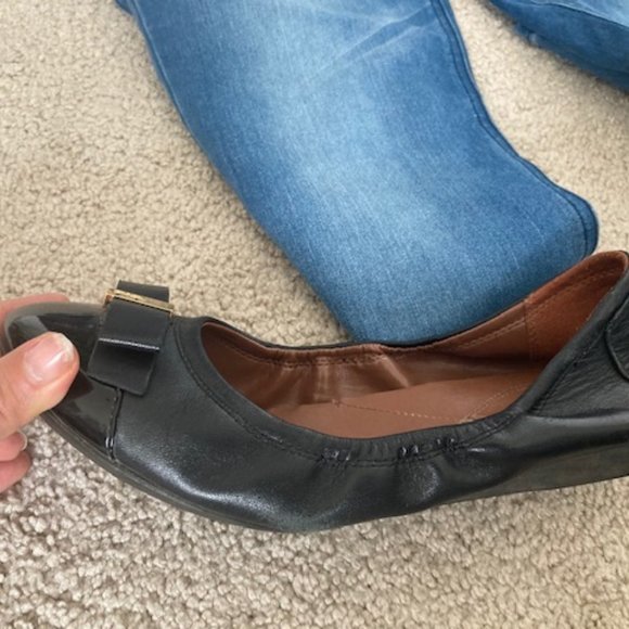 💘Cole Haan Ballet Flats Black Gold Bow 7.5👌🏻 - Picture 7 of 7
